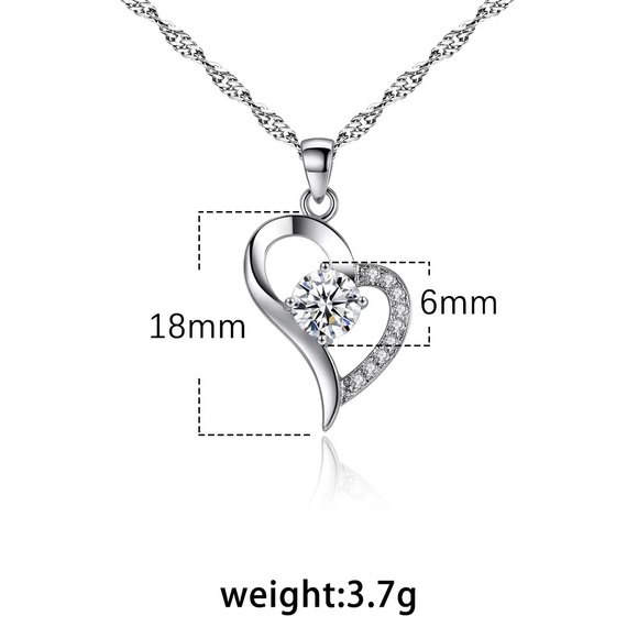 Heart Pendant Cubic Zirconia - Picture 4 of 10
